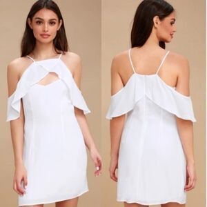 BB Dakota White Flutter Sleeve Keyhole Dress